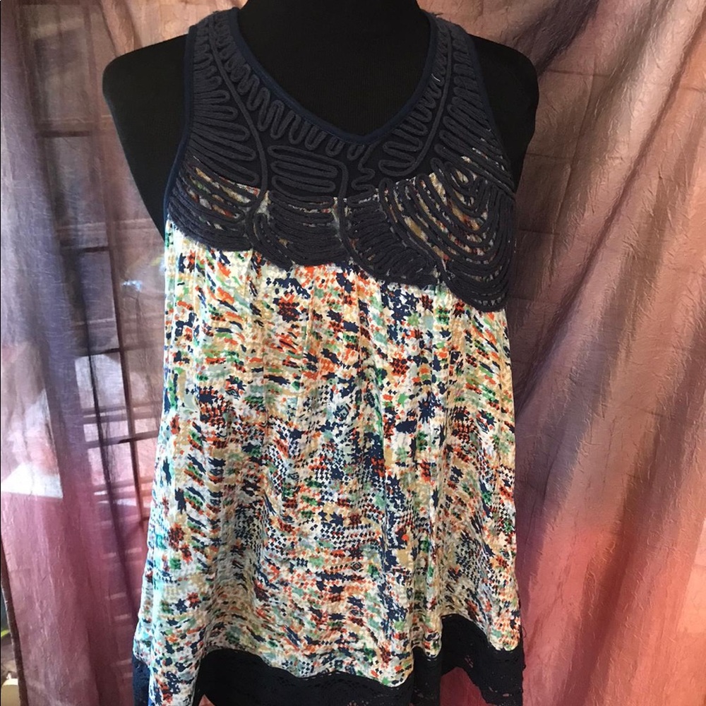 Hazel flowy multicolor top‎ Blouse Sz L